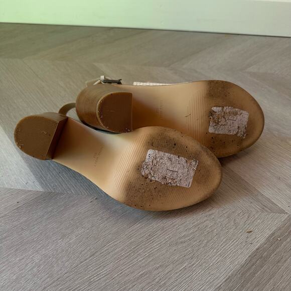 Nine West Pickens Leather Peep Toe Slingback Heels Sandals Shoes 9 Ivory Cream - Picture 5 of 10